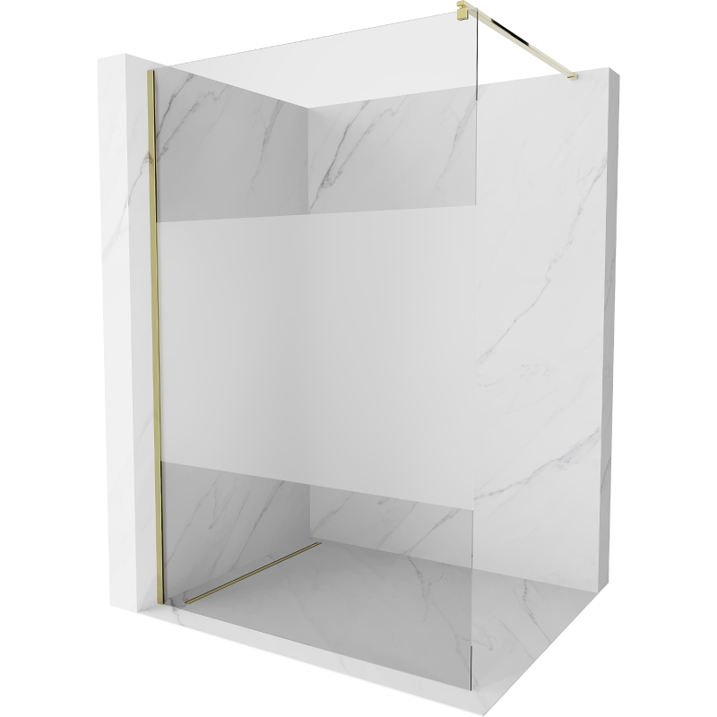 Mexen Kioto Walk-in zuhanyfal 130 x 200 cm, átlátszó/matt 8 mm, arany - 800-130-101-50-35