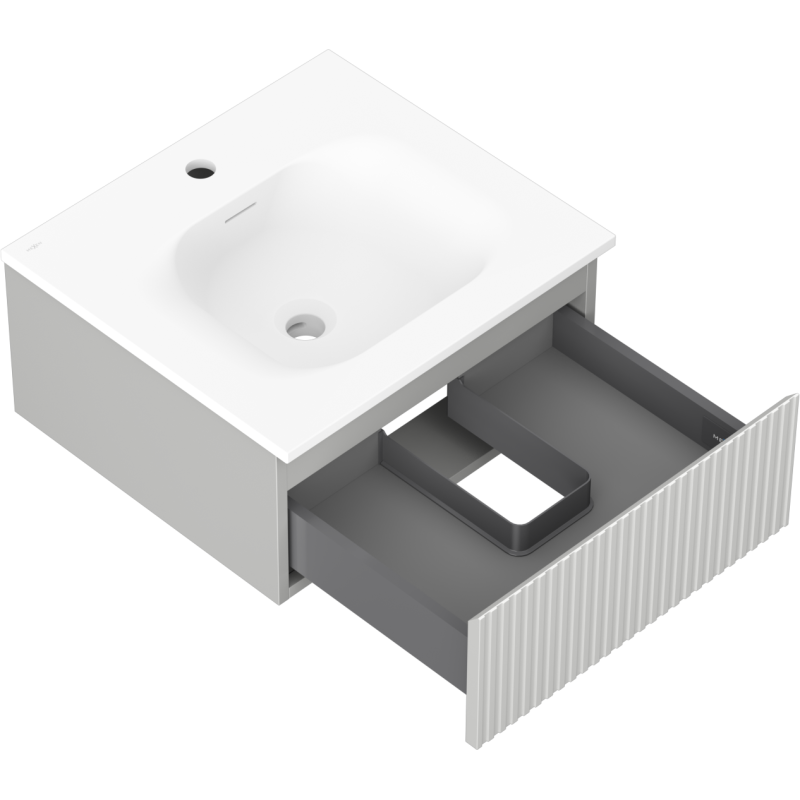 Mexen Rivel dulap baie 50 cm cu lavoar Vela, 1 sertar, fațetă, gri mat/alb mat - 91A20-05023-1-BF62-W23M01