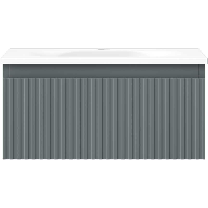 Mexen Rivel 50 cm fürdőszobai szekrény Vela mosdóval, 1 fiókos, bordázott, grafit matt/fehér matt - 91A20-05023-1-BF66-W23M01