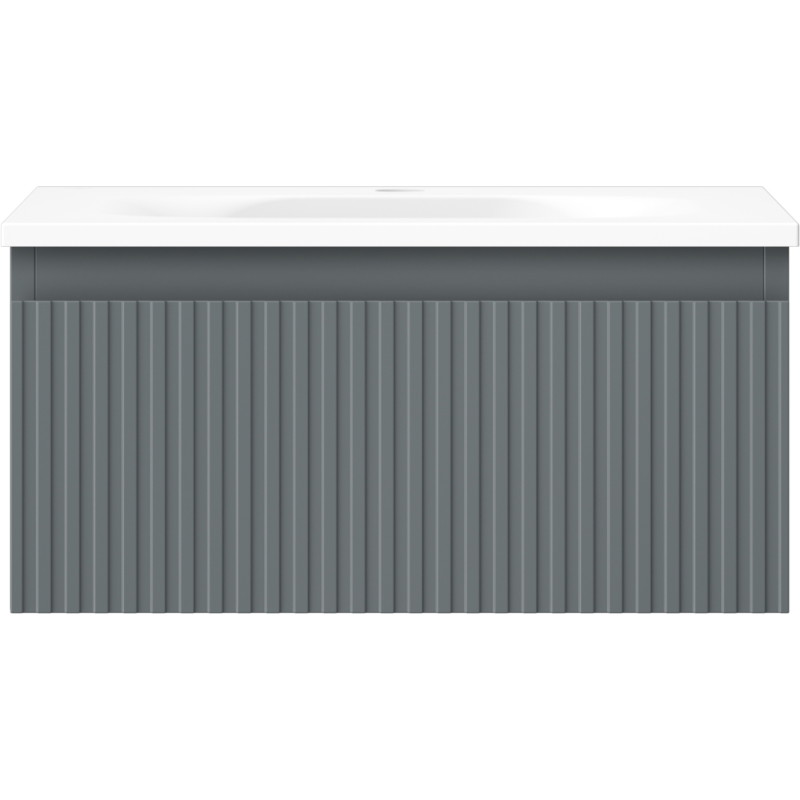 Mexen Rivel dulap de baie 50 cm cu lavoar Vela, 1 sertar, canelat, grafit mat/alb mat - 91A20-05023-1-BF66-W23M01