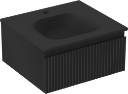 Mexen Rivel fürdőszobai szekrény 50 cm mosdóval Vela, 1 fiók, bordázott, fekete matt - 91A20-05023-1-BF71-W23M71