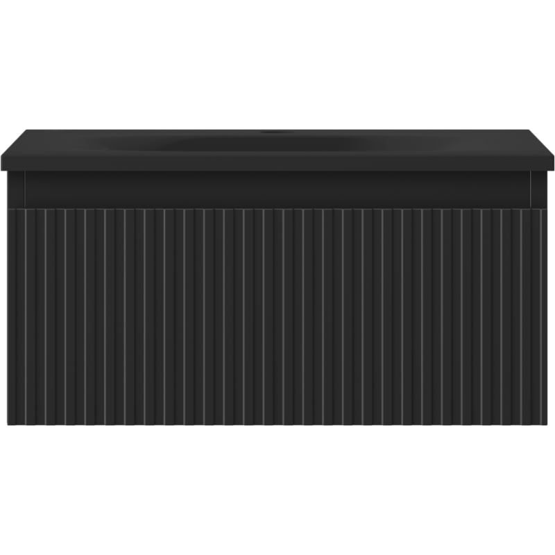 Mexen Rivel dulap baie 50 cm cu lavoar Vela, 1 sertar, striat, negru mat - 91A20-05023-1-BF71-W23M71