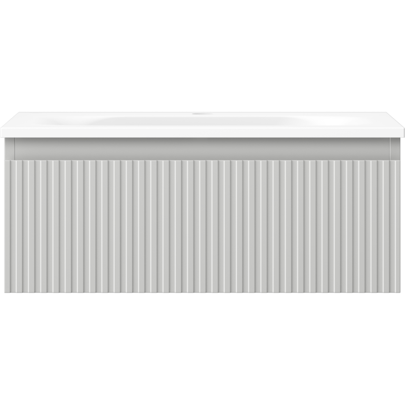 Mexen Rivel 60 cm-es fürdőszobaszekrény Vela mosdóval, 1 fiók, bordázott, szürke matt/fehér matt - 91A20-06023-1-BF62-W23M01