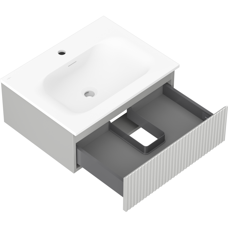 Mexen Rivel dulap baie 60 cm cu lavoar Vela, 1 sertar, canelat, gri mat/alb mat - 91A20-06023-1-BF62-W23M01