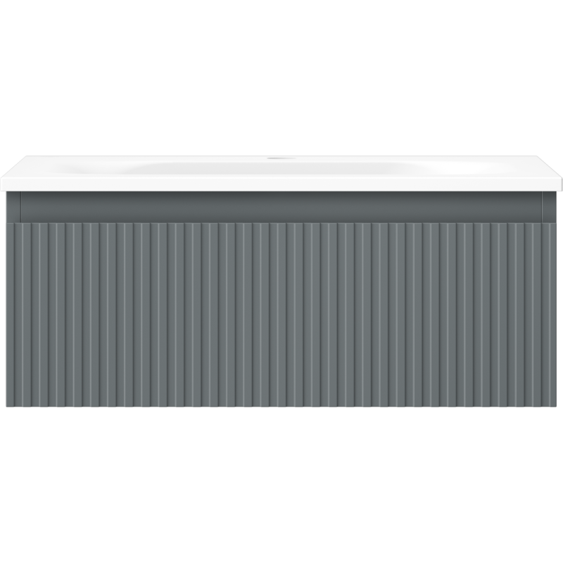 Mexen Rivel fürdőszobai szekrény 60 cm mosdóval Vela, 1 fiók, bordázott, grafit matt/fehér matt - 91A20-06023-1-BF66-W23M01