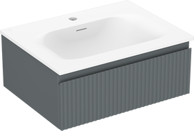 Mexen Rivel fürdőszobai szekrény 60 cm mosdóval Vela, 1 fiók, bordázott, grafit matt/fehér matt - 91A20-06023-1-BF66-W23M01