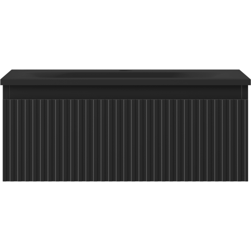 Mexen Rivel dulap baie 60 cm cu chiuvetă Vela, 1 sertar, canelat, negru mat - 91A20-06023-1-BF71-W23M71