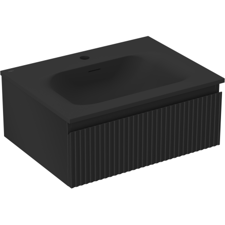 Mexen Rivel dulap baie 60 cm cu chiuvetă Vela, 1 sertar, canelat, negru mat - 91A20-06023-1-BF71-W23M71