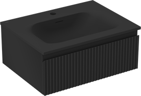 Mexen Rivel fürdőszobai szekrény 60 cm mosdóval Vela, 1 fiók, bordázott, fekete matt - 91A20-06023-1-BF71-W23M71