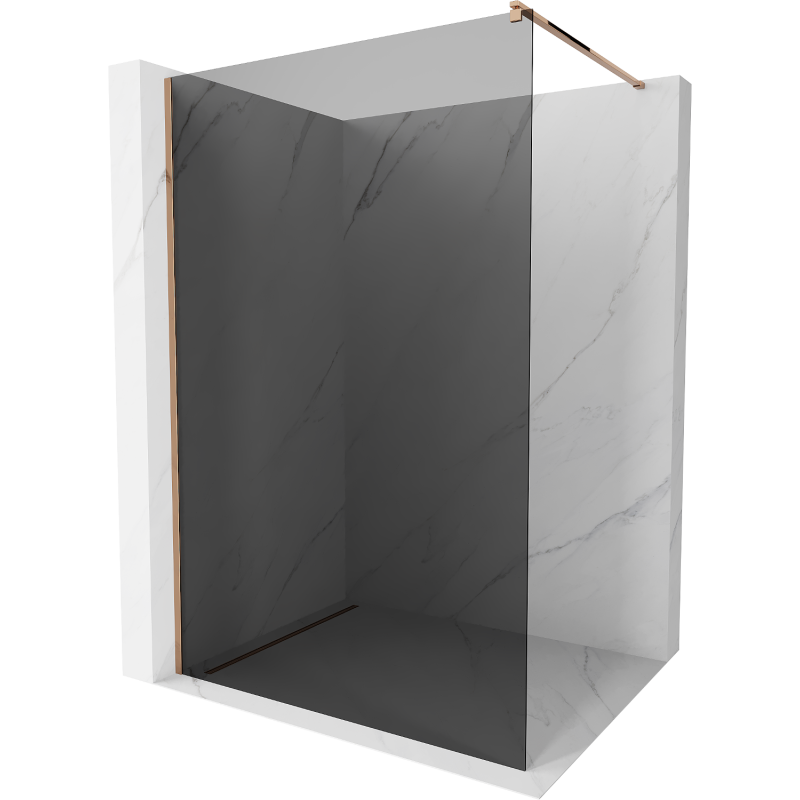 Mexen Kioto Perete de duș Walk-in 130 x 200 cm, grafit 8 mm, aur roz - 800-130-101-60-40