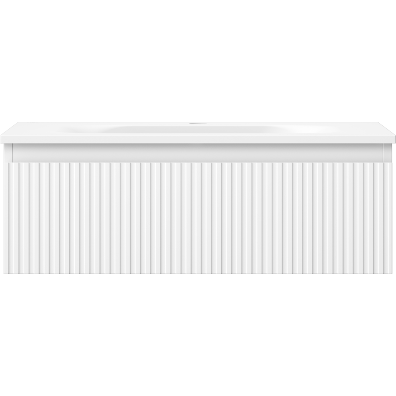 Mexen Rivel 70 cm-es fürdőszobai szekrény Vela mosdókagylóval, 1 fiók, bordázott, matt fehér - 91A20-07023-1-BF01-W23M01