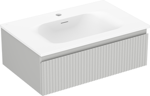 Mexen Rivel fürdőszobai szekrény 70 cm Vela mosdóval, 1 fiók, bordázott, szürke matt/fehér matt - 91A20-07023-1-BF62-W23M01