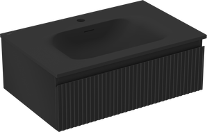 Mexen Rivel dulap baie 70 cm cu lavoar Vela, 1 sertar, riflat, negru mat - 91A20-07023-1-BF71-W23M71