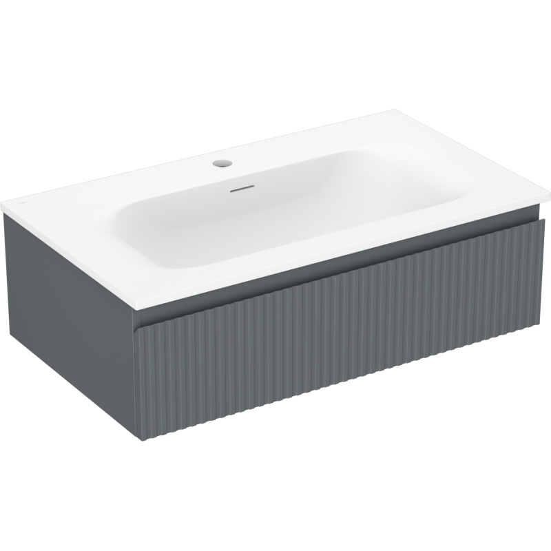 Mexen Rivel dulap baie 80 cm cu lavoar Vela, 1 sertar, canelat, grafit mat/alb mat - 91A20-08023-1-BF66-W23M01