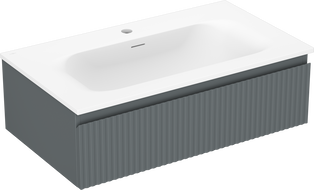 Mexen Rivel dulap baie 80 cm cu lavoar Vela, 1 sertar, canelat, grafit mat/alb mat - 91A20-08023-1-BF66-W23M01