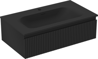 Mexen Rivel dulap baie 80 cm cu lavoar Vela, 1 sertar, riflat, negru mat - 91A20-08023-1-BF71-W23M71