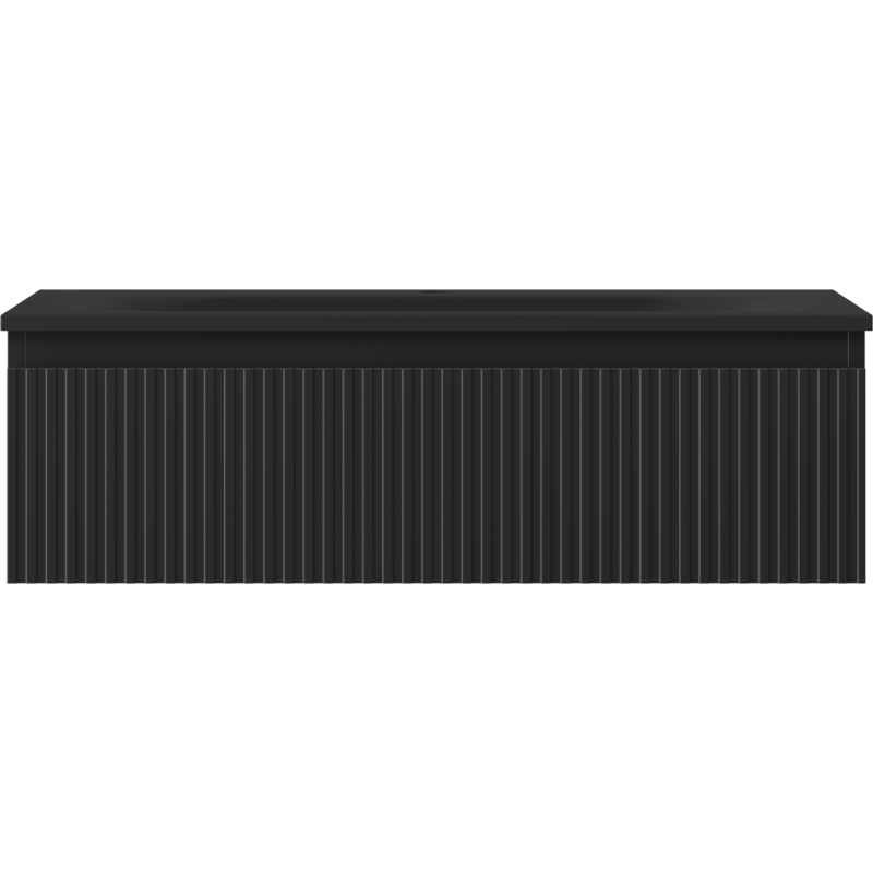 Mexen Rivel dulap baie 80 cm cu lavoar Vela, 1 sertar, riflat, negru mat - 91A20-08023-1-BF71-W23M71