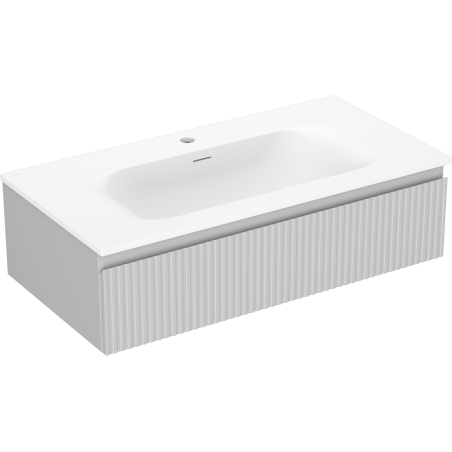 Mexen Rivel dulap de baie 90 cm cu lavoar Vela, 1 sertar, canelat, gri mat/alb mat - 91A20-09023-1-BF62-W23M01