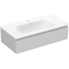 Dulap baie Mexen Rivel 90 cm cu lavoar Vela, 1 sertar, canelat, gri mat/alb mat - 91A20-09023-1-BF62-W23M01