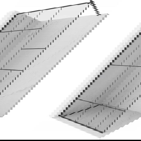 Mexen Kioto zuhanyfal 130 x 200 cm, Átlátszó/Fekete minta 8 mm, Fekete - 800-130-101-70-78