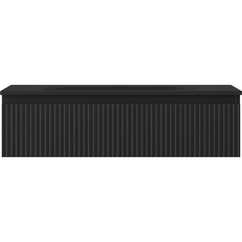 Mexen Rivel dulap baie 90 cm cu lavoar Vela, 1 sertar, canelat, negru mat - 91A20-09023-1-BF71-W23M71