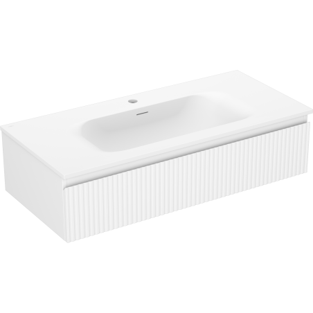Mexen Rivel dulap baie 100 cm cu lavoar Vela, 1 sertar, fațetat, alb mat - 91A20-10023-1-BF01-W23M01