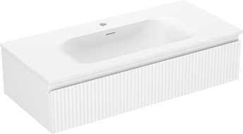 Mexen Rivel dulap baie 100 cm cu lavoar Vela, 1 sertar, fațetat, alb mat - 91A20-10023-1-BF01-W23M01