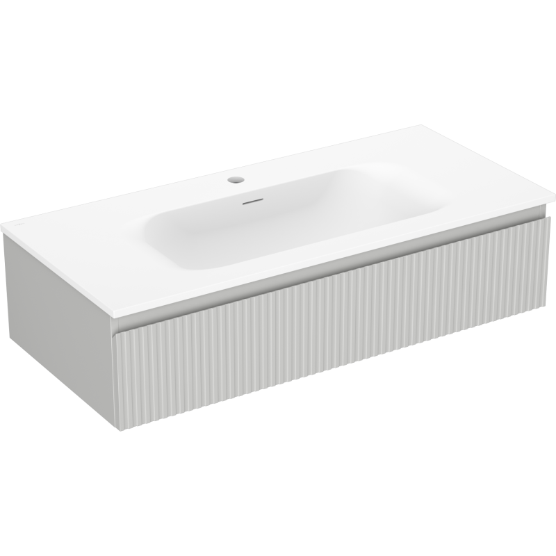 Mexen Rivel dulap baie 100 cm cu lavoar Vela, 1 sertar, canelat, gri mat/alb mat - 91A20-10023-1-BF62-W23M01