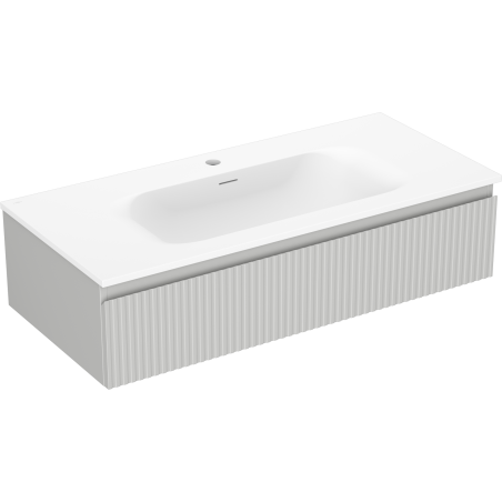 Mexen Rivel dulap baie 100 cm cu lavoar Vela, 1 sertar, canelat, gri mat/alb mat - 91A20-10023-1-BF62-W23M01