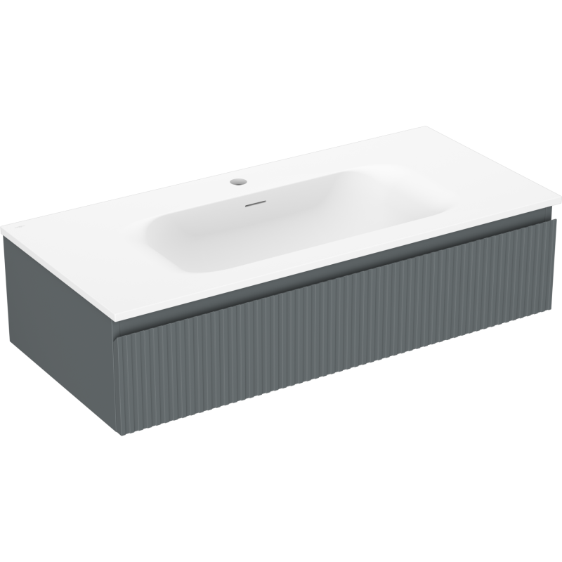 Mexen Rivel fürdőszobaszekrény 100 cm mosdóval Vela, 1 fiók, bordázott, grafit matt/fehér matt - 91A20-10023-1-BF66-W23M01