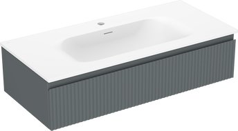 Mexen Rivel 100 cm-es fürdőszobaszekrény Vela mosdóval, 1 fiókos, bordázott, grafit matt/fehér matt - 91A20-10023-1-BF66-W23M01