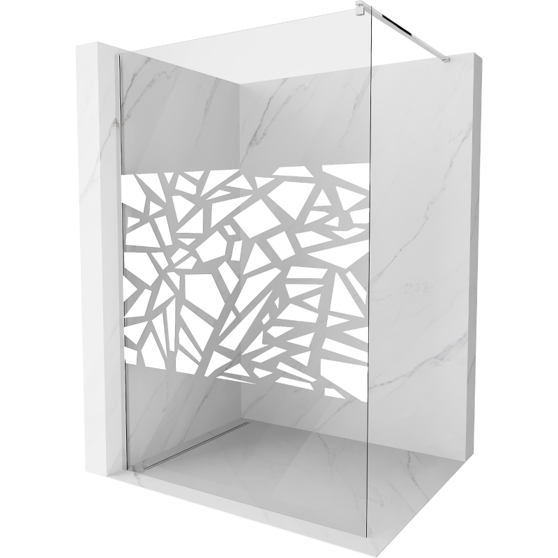 Mexen Kioto Walk-in zuhanyfal 100 x 200 cm, fehér minta 8 mm, króm - 800-100-101-01-85