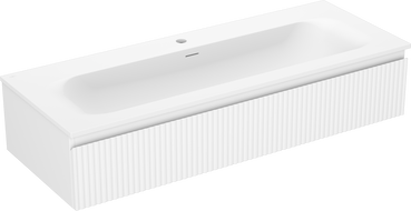 Mexen Rivel fürdőszobaszekrény 120 cm mosdóval Vela, 1 fiók, bordázott, fehér matt - 91A20-12023-1-BF01-W23M01