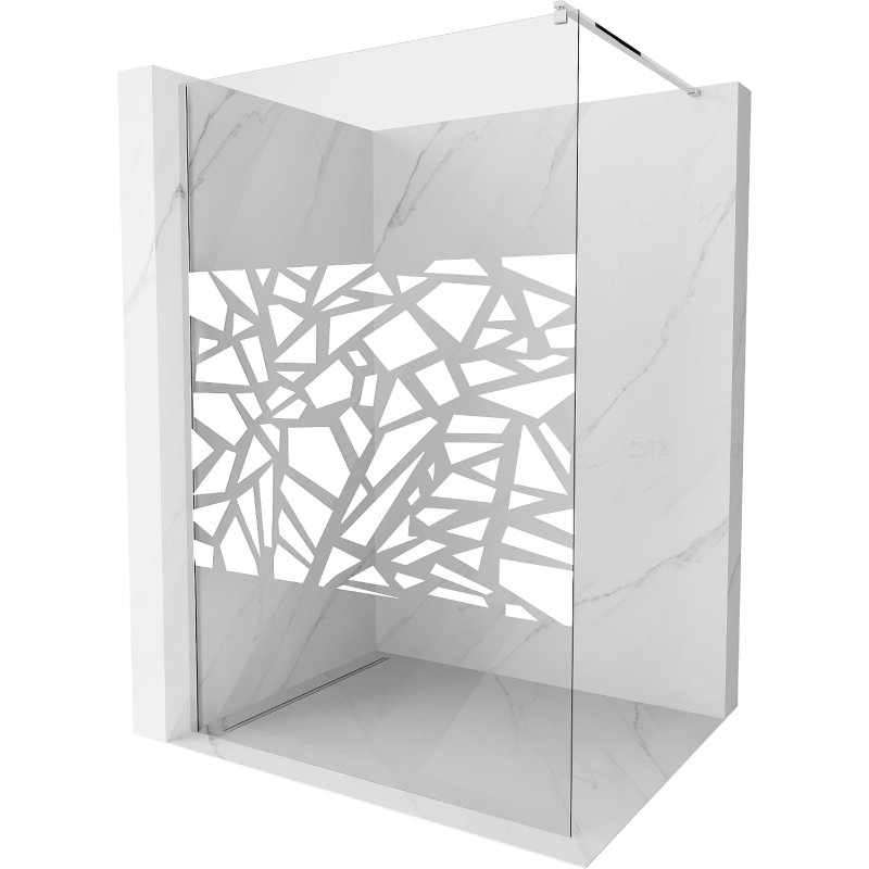 Mexen Kioto perete duș Walk-in 130 x 200 cm, model alb 8 mm, crom - 800-130-101-01-85