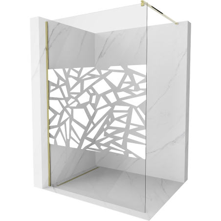 Mexen Kioto Walk-in zuhanyfal 70 x 200 cm, fehér minta 8 mm, arany - 800-070-101-50-85