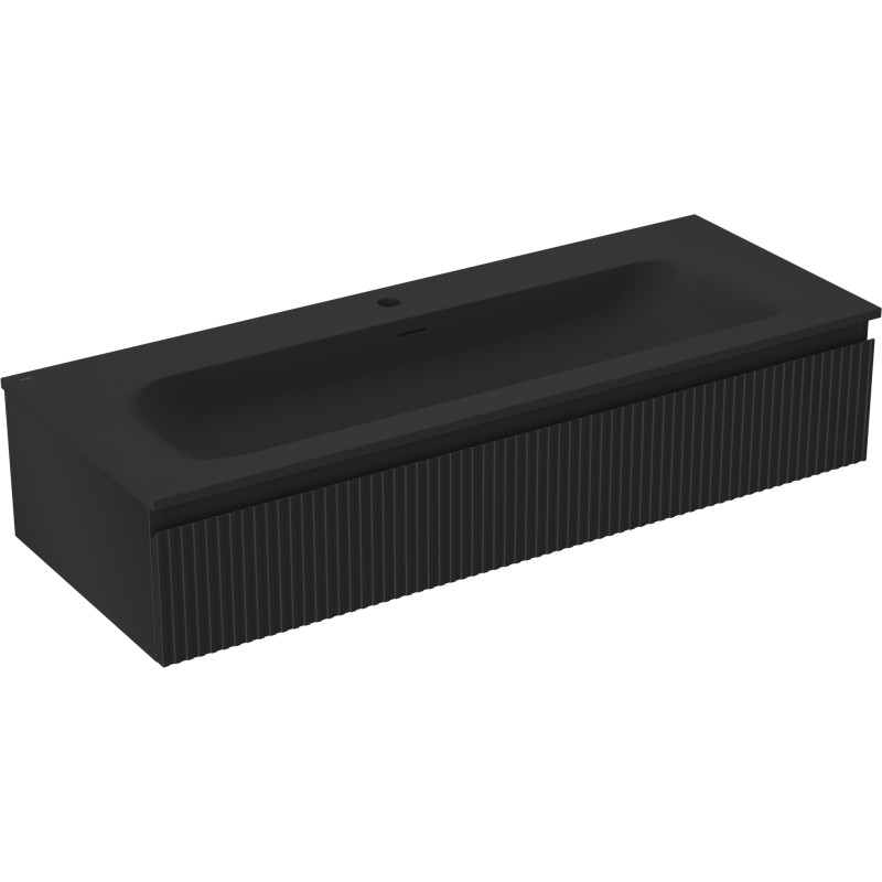 Mexen Rivel dulap baie 120 cm cu lavoar Vela, 1 sertar, canelat, negru mat - 91A20-12023-1-BF71-W23M71