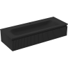 Dulap baie Mexen Rivel 120 cm cu lavoar Vela, 1 sertar, canelat, negru mat - 91A20-12023-1-BF71-W23M71