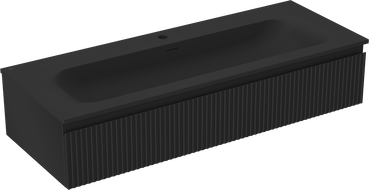 Mexen Rivel dulap baie 120 cm cu lavoar Vela, 1 sertar, cu striații, negru mat - 91A20-12023-1-BF71-W23M71