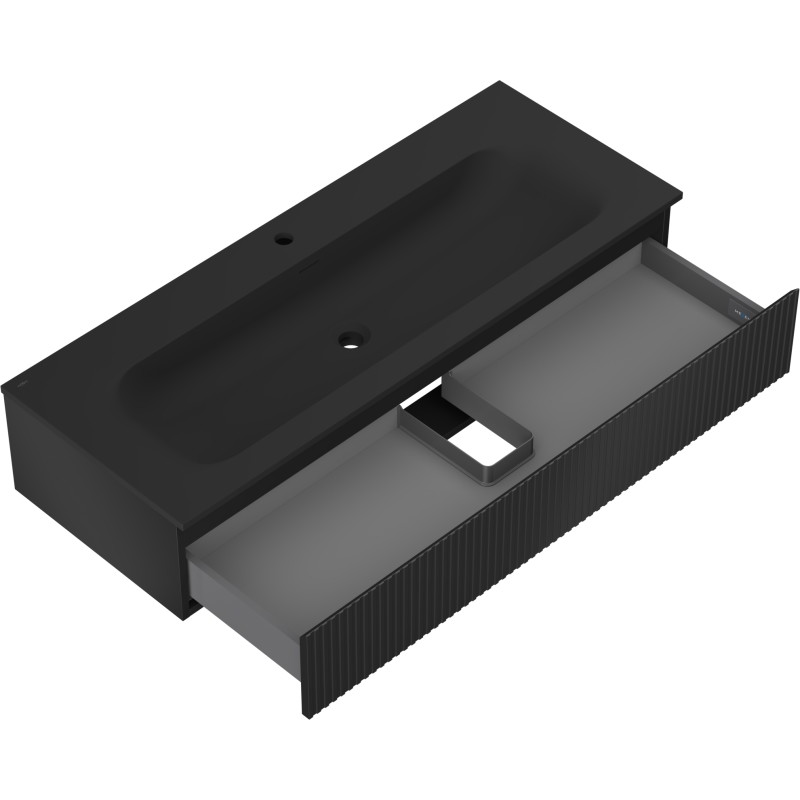 Mexen Rivel dulap baie 120 cm cu lavoar Vela, 1 sertar, canelat, negru mat - 91A20-12023-1-BF71-W23M71