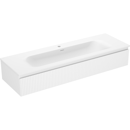 Mexen Rivel dulap pentru baie 140 cm cu chiuvetă Vela, 1 sertar, canelat, alb mat - 91A20-14023-1-BF01-W23M01