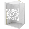 Mexen Kioto Walk-in zuhanyfal 120 x 200 cm, fehér minta 8 mm, arany - 800-120-101-50-85