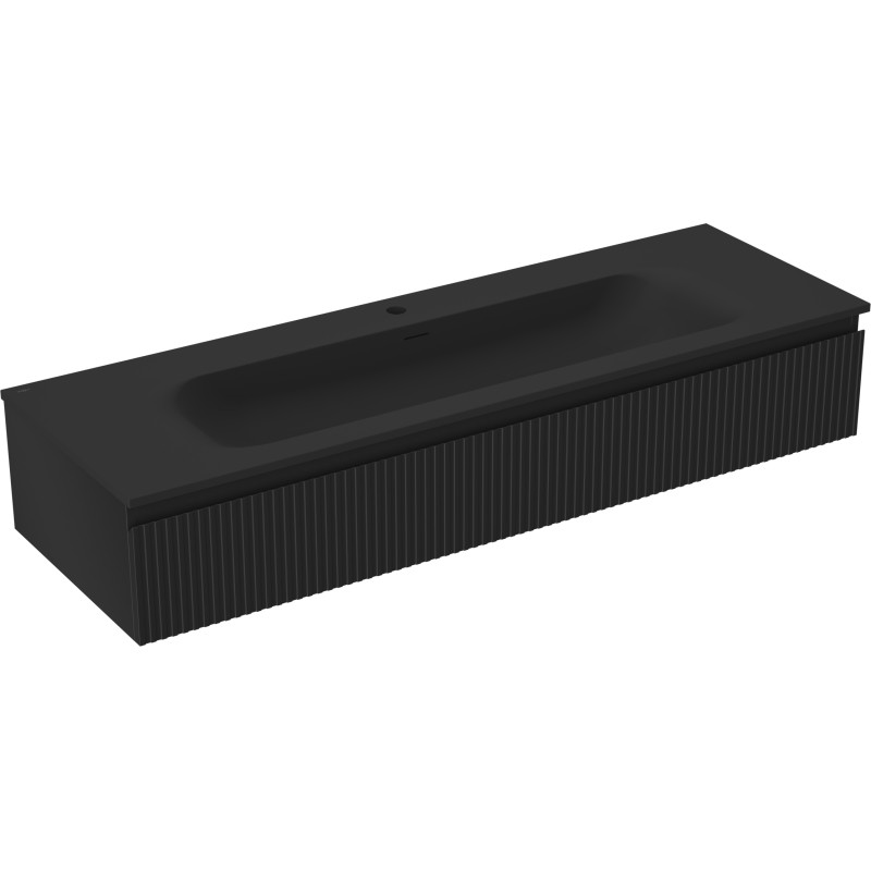 Mexen Rivel dulap de baie 140 cm cu lavoar Vela, 1 sertar, canelat, negru mat - 91A20-14023-1-BF71-W23M71