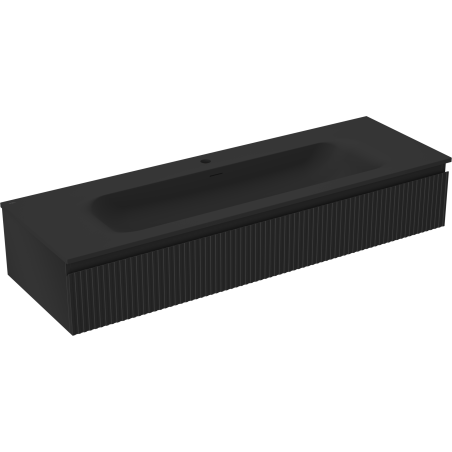 Mexen Rivel dulap de baie 140 cm cu lavoar Vela, 1 sertar, structurat, negru mat - 91A20-14023-1-BF71-W23M71
