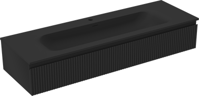 Mexen Rivel dulap baie 140 cm cu chiuvetă Vela, 1 sertar, riflat, negru mat - 91A20-14023-1-BF71-W23M71