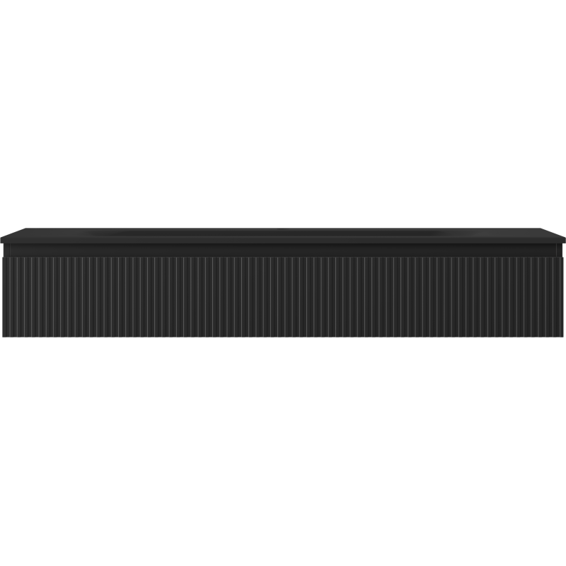 Mexen Rivel 140 cm-es fürdőszobai szekrény Vela mosdóval, 1 fiók, bordázott, fekete matt - 91A20-14023-1-BF71-W23M71