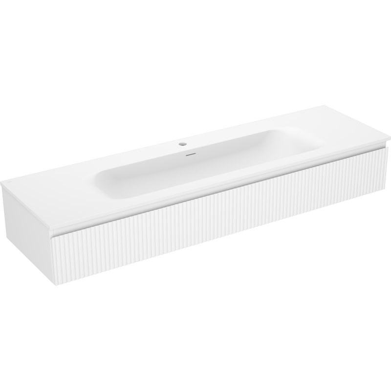 Mexen Rivel dulap baie 160 cm cu lavoar Vela, 1 sertar, riflat, alb mat - 91A20-16023-1-BF01-W23M01