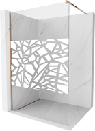 Mexen Kioto walk-in zuhanyfal 80 x 200 cm, fehér mintázat 8 mm, rózsaarany - 800-080-101-60-85