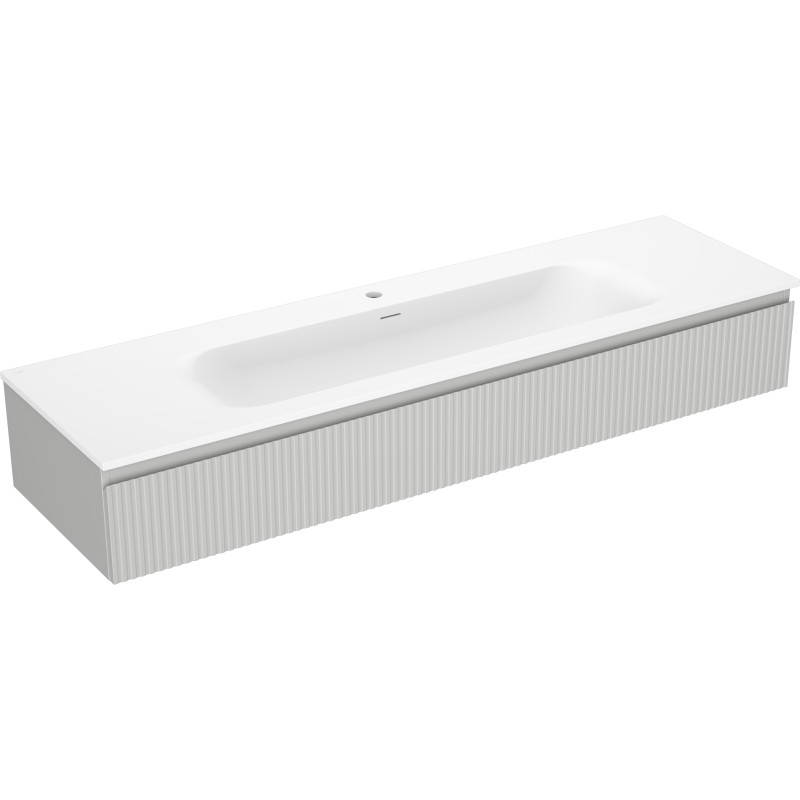 Mexen Rivel dulap de baie 140 cm cu chiuvetă Vela, 1 sertar, canelat, gri mat/alb mat - 91A20-16023-1-BF62-W23M01