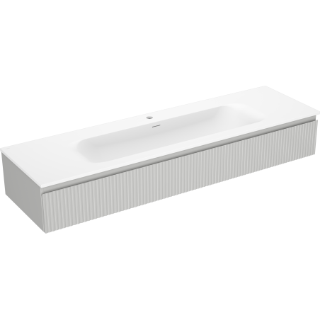 Dulap baie Mexen Rivel 140 cm cu lavoar Vela, 1 sertar, canelat, gri mat/alb mat - 91A20-16023-1-BF62-W23M01