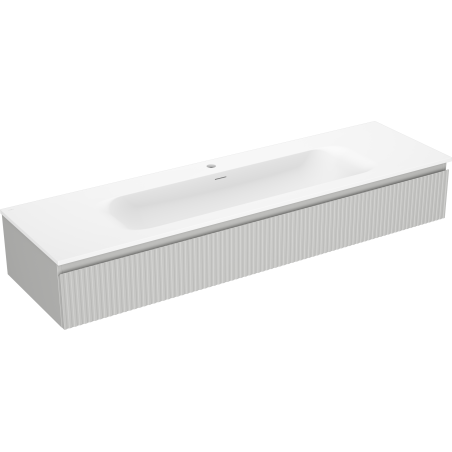 Mexen Rivel 140 cm-es fürdőszobai szekrény Vela mosdóval, 1 fiók, bordázott, szürke matt/fehér matt - 91A20-16023-1-BF62-W23M01